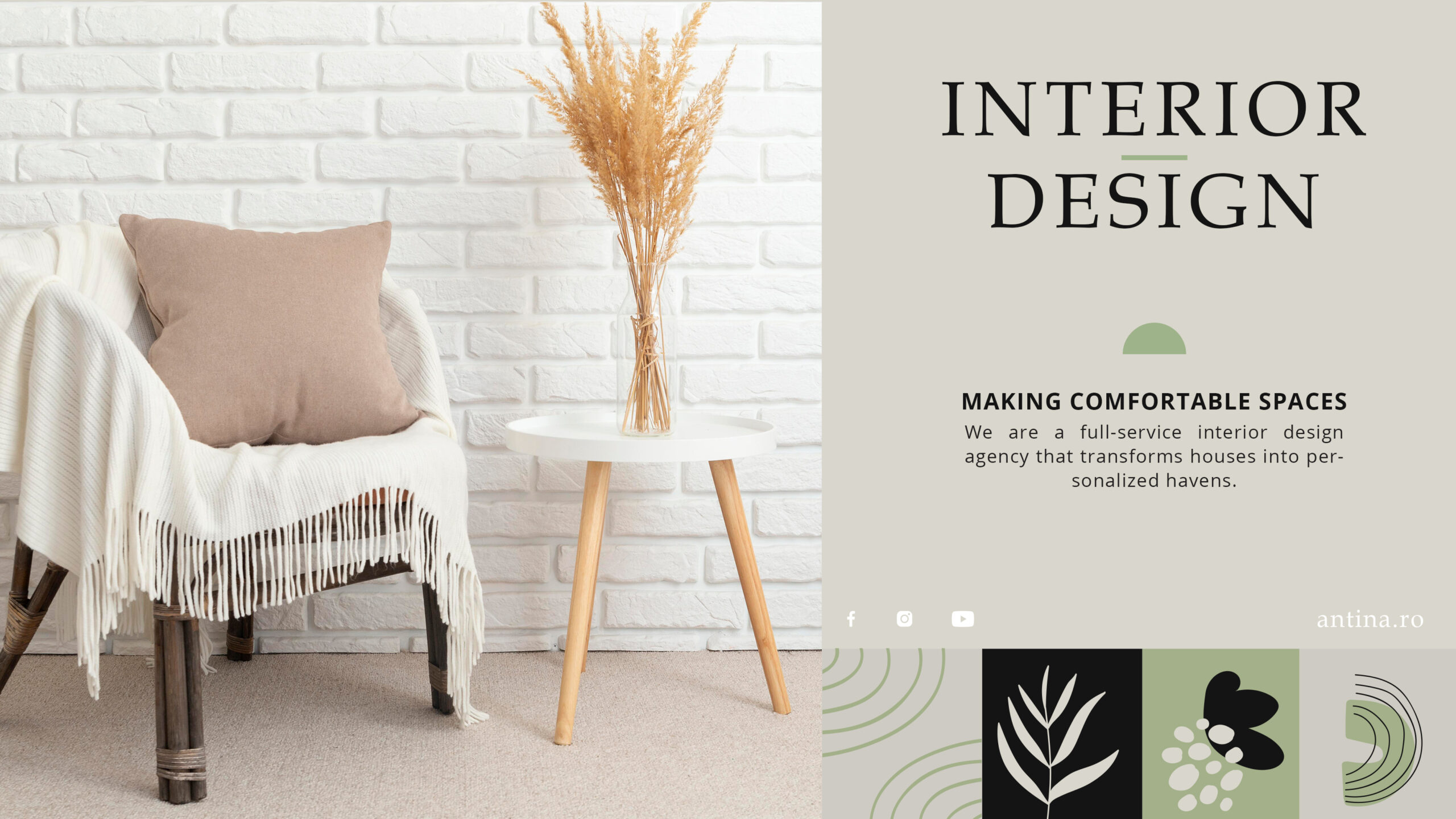 Material vizual Antina pentru comunicarea serviciilor de design interior