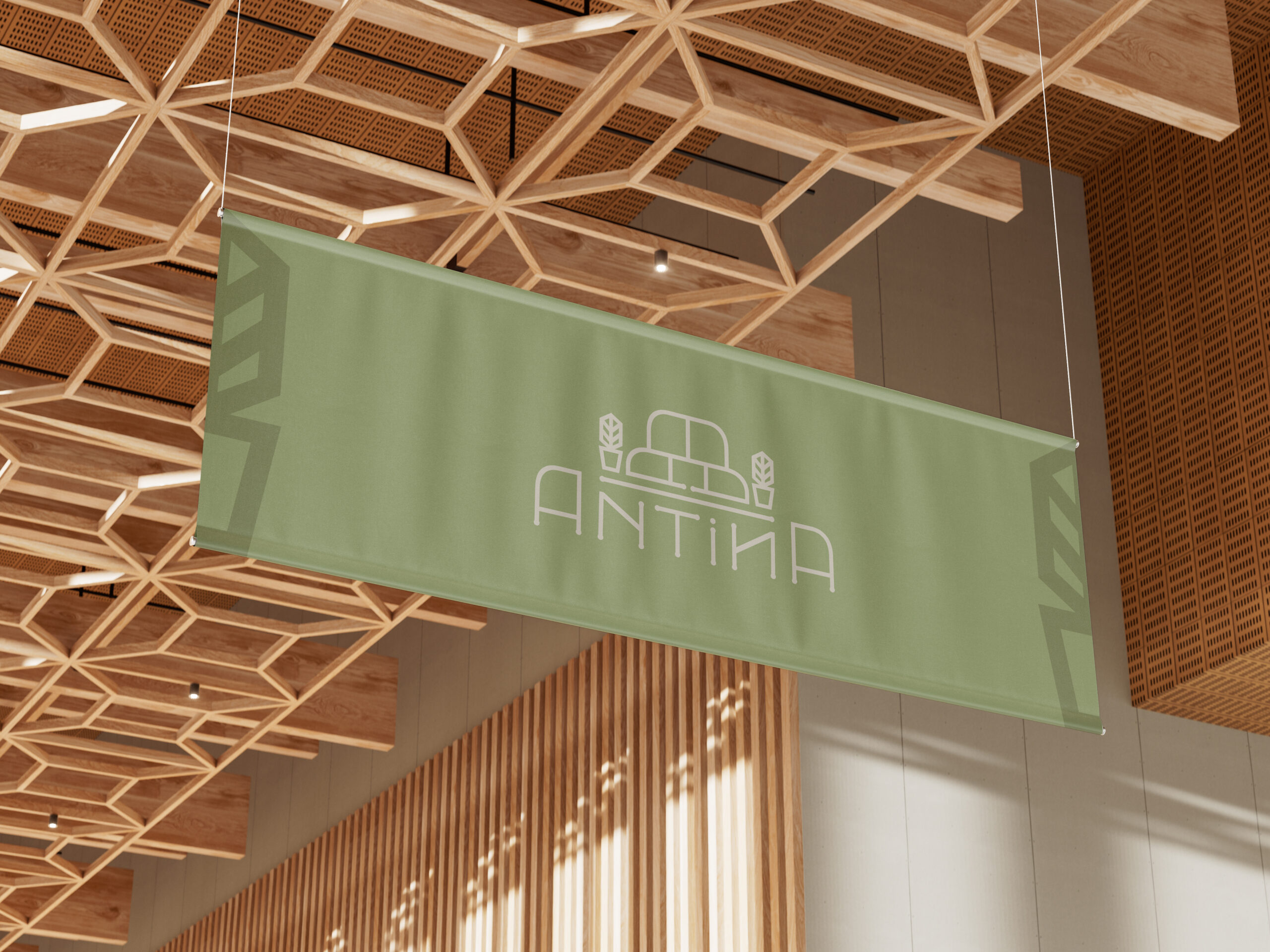 Banner de semnalistică Antina cu logo și identitate vizuală
