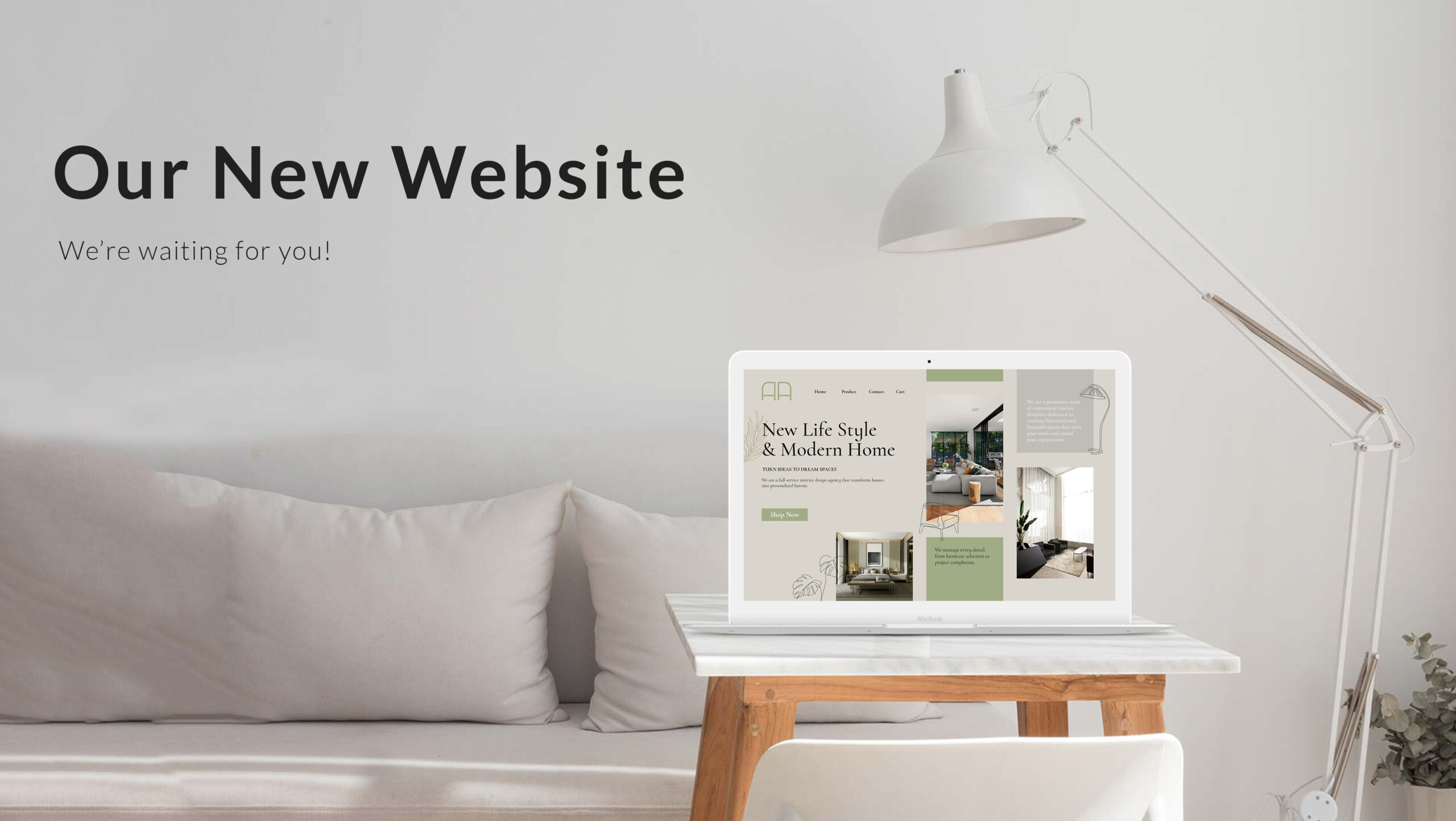 Mockup website Antina pentru servicii de design interior