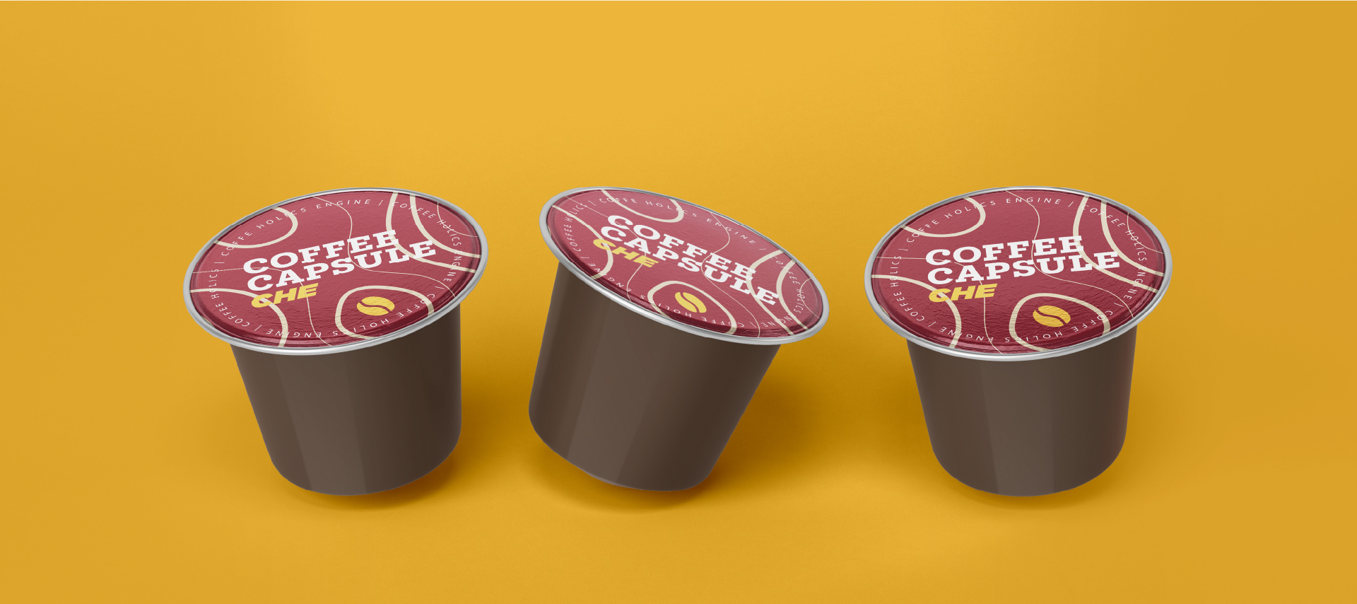 Capsule de cafea Coffeeholics cu design de ambalaj în identitatea vizuală a brandului