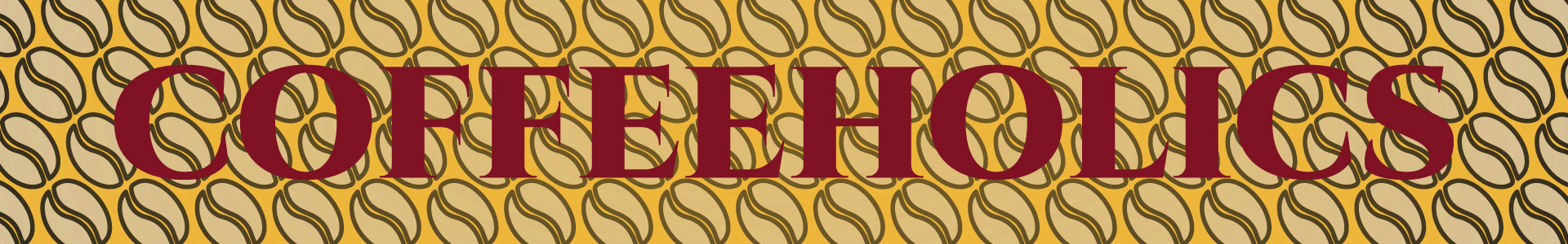 Pattern grafic Coffeeholics cu elemente inspirate de boabele de cafea