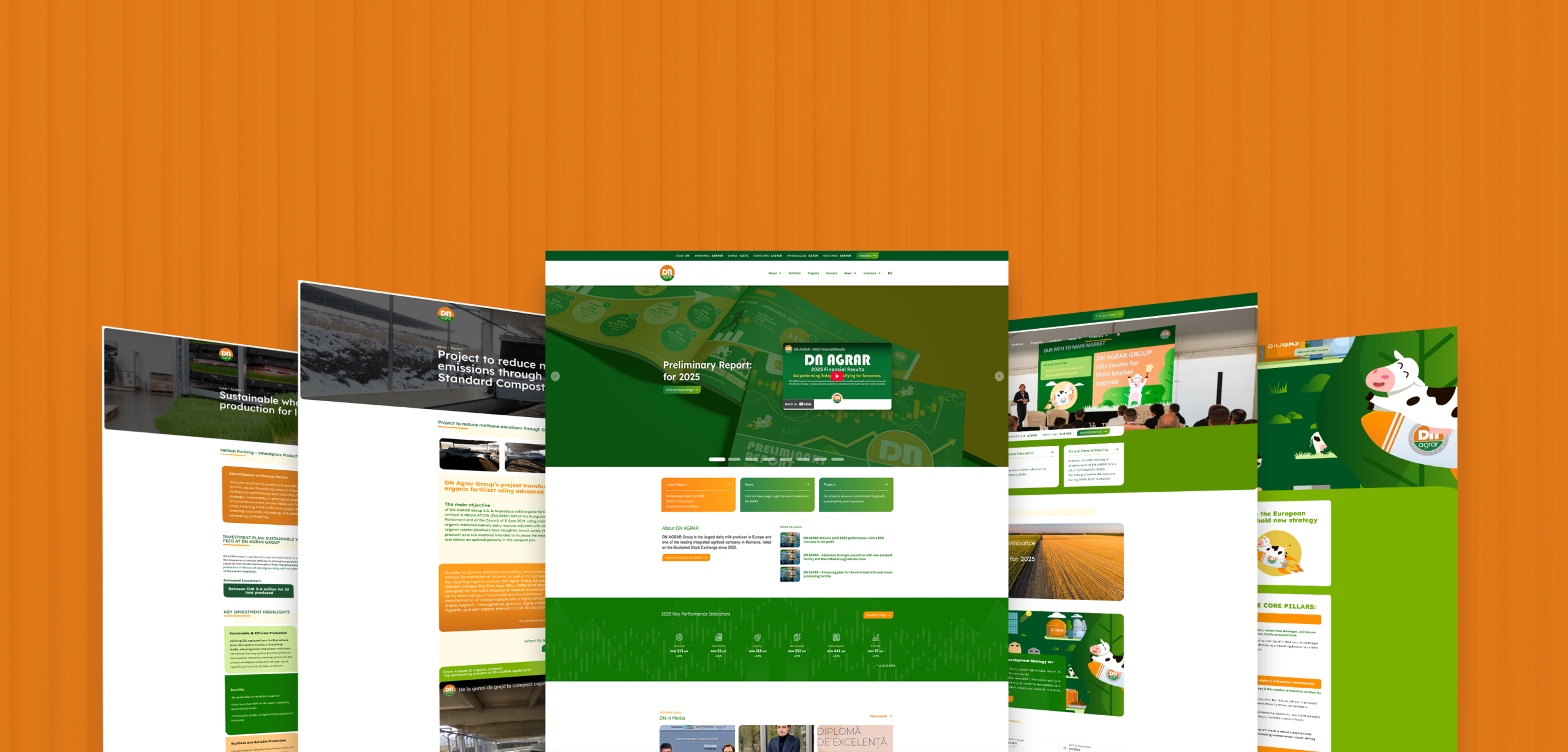 Prezentare vizuală a website-ului DN AGRAR pe mai multe pagini