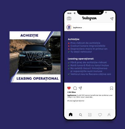 Materiale social media LPG Finance pentru leasing operațional