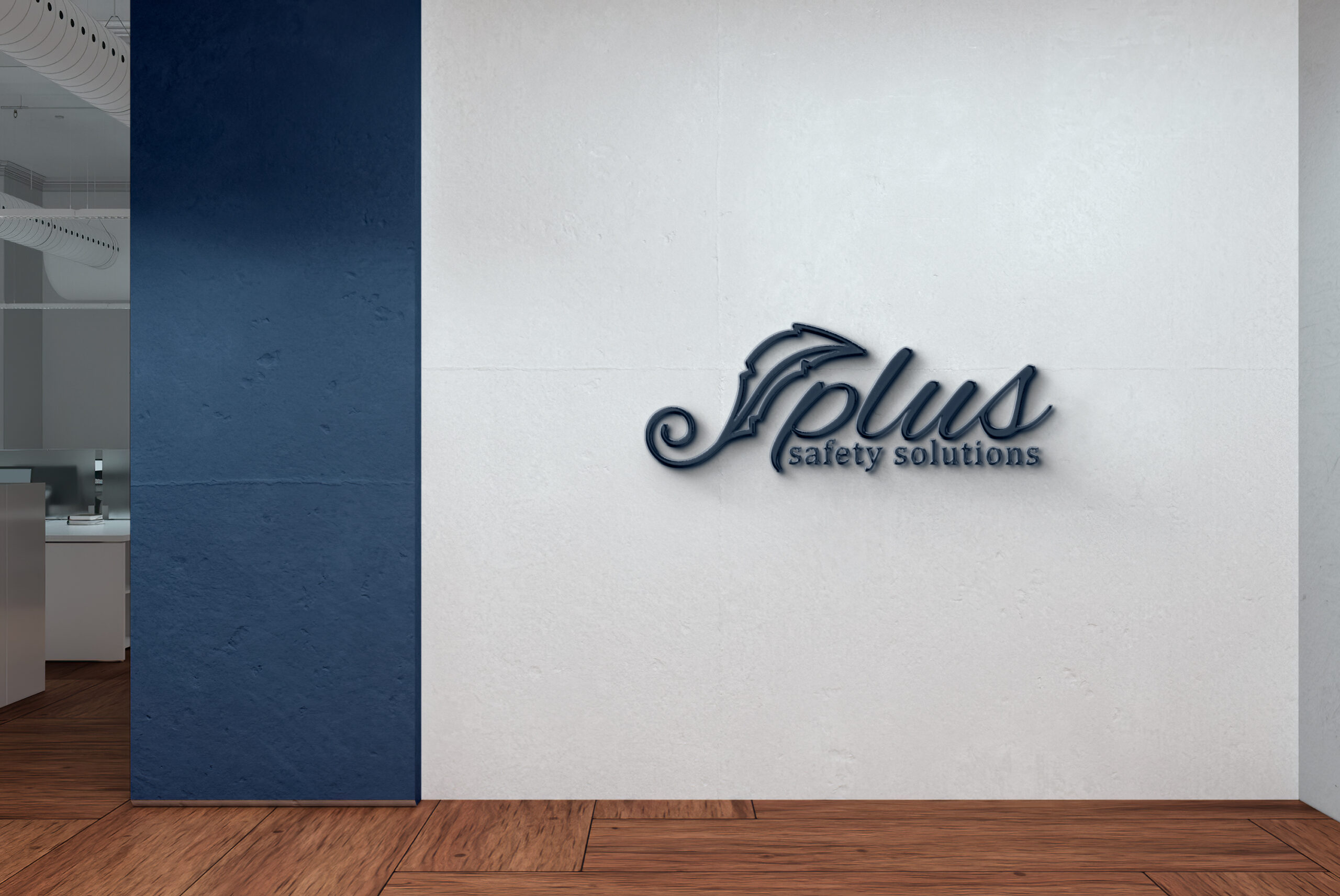 Logo PLUS Safety aplicat în spațiu interior