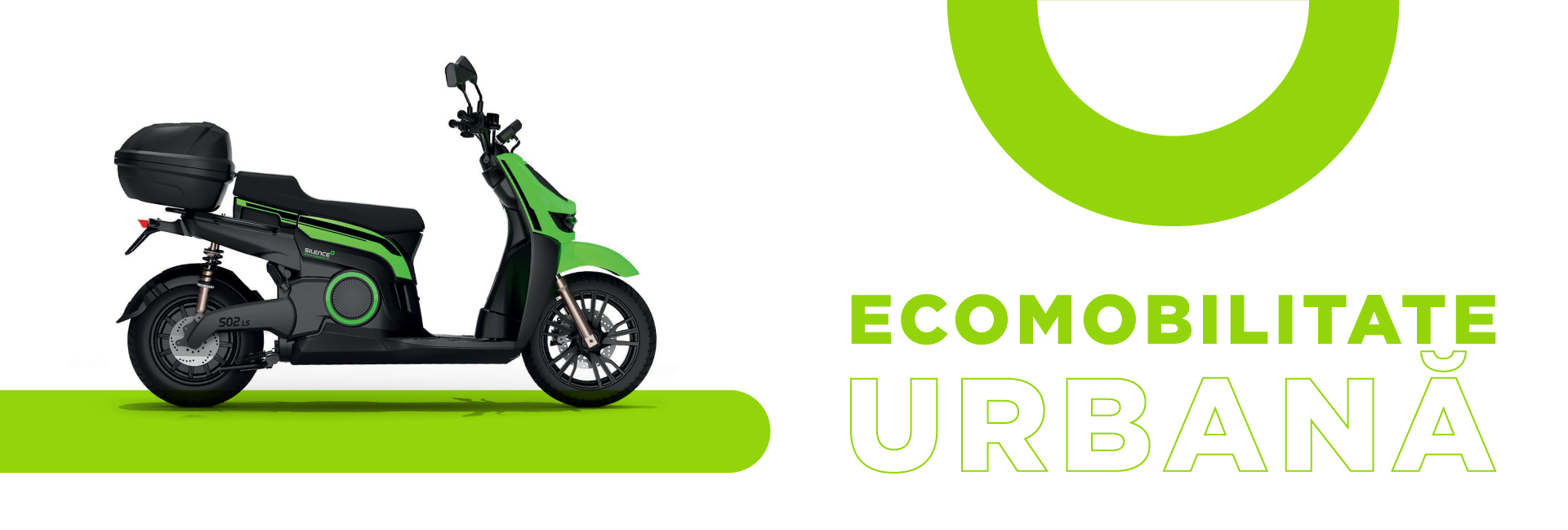 Material vizual Silence cu mesajul Ecomobilitate Urbană și scuter electric